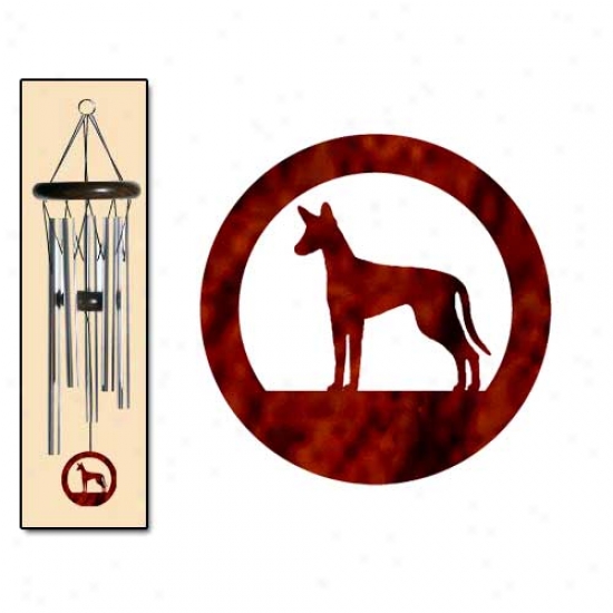 Ibizan Hound Wind Chimes Small Silver