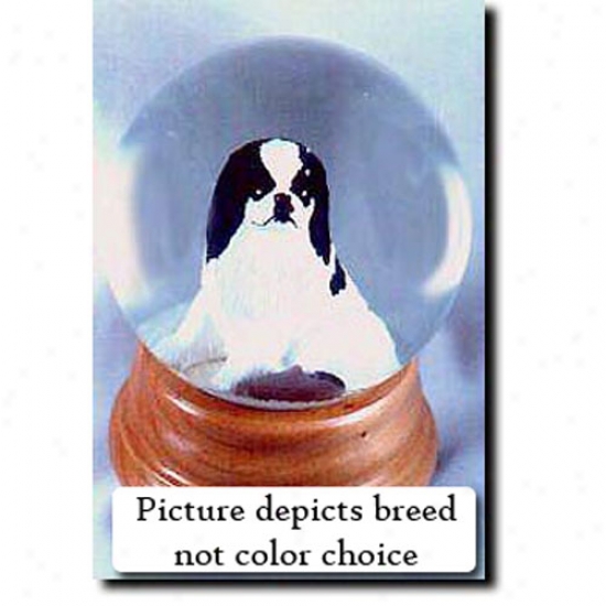 Japanese Chin (black And White) Musical Snow Globe