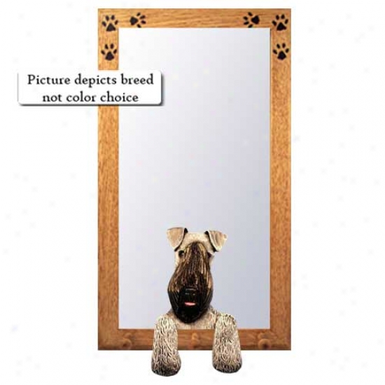Kerry Blue Terrier Hall Mirror With Basswood Pine Form