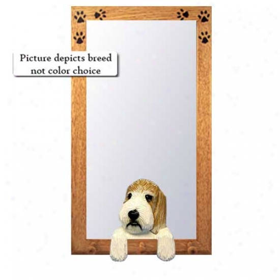 Lemon And White Petit Basset Griffon Vndeen Hall Mirror Basswood Walnut Frame