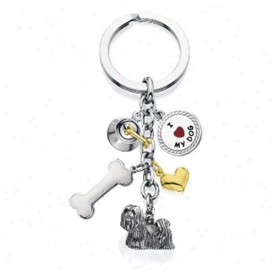 Lhasa Apso - I Love My Dog Keychain