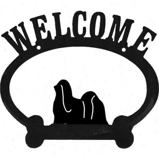 Lhasa Apso Metal Welcome Sign
