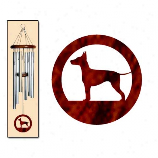 Manchester Terrier Wind Chimes Medium Silver