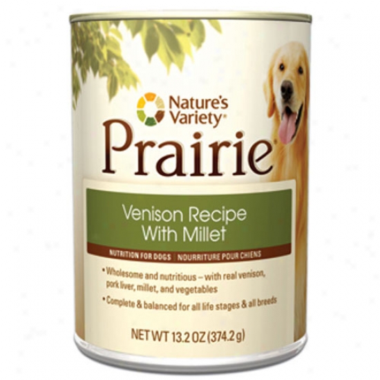 Natures Variety Prairie Venison Recipe With Millet For Dogs Cqse-12 13.2oz Cans