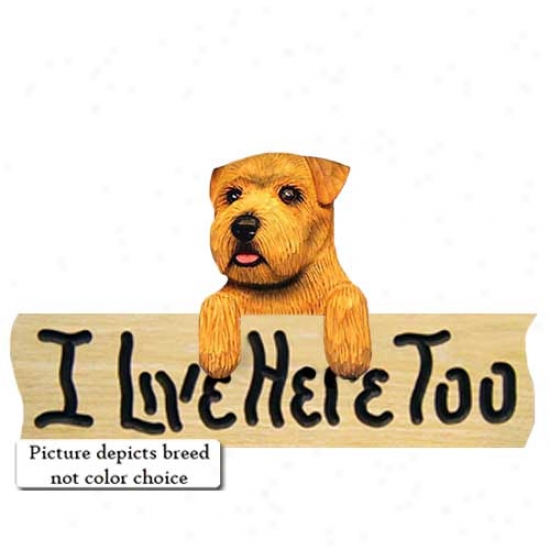 Norfolk Terrier I Live Here Too Oak Finish Sign Black And Tan