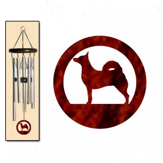 Norwegian Buhund Wind Chimes Small Silver