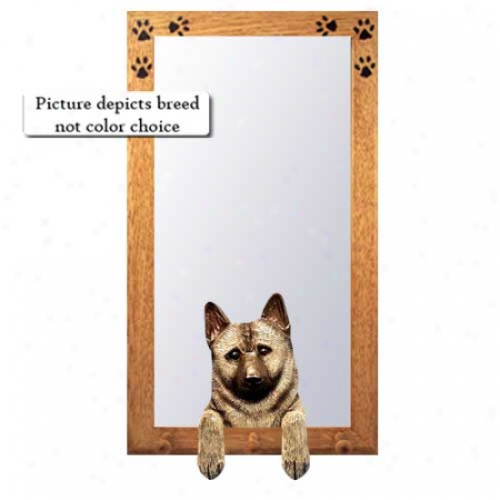 Norwegian Elkhound Hall Mirror With Basswood Pine Frame