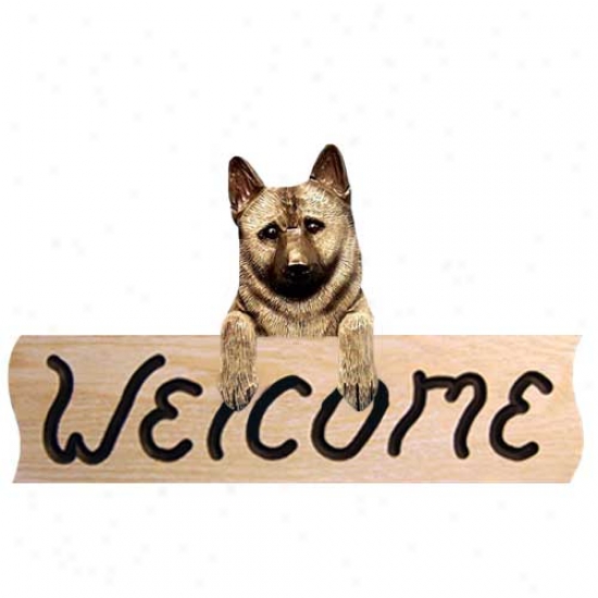 Norwegian Elkhound Welcome Sign Oak