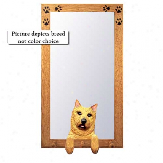 Norwich Terrier Hall Mirror With Basswood Walnut Frame