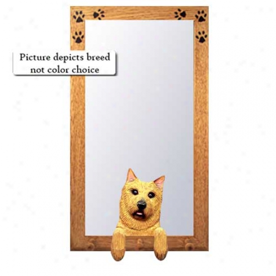 Norwich Terrier Hall Mirror With Oak Natural Frame