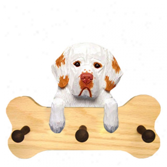 Oraneg Clumber Spaniel Bone Hang Up Natural Oak