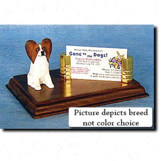 Papillon (brown And White) Business Card Holder