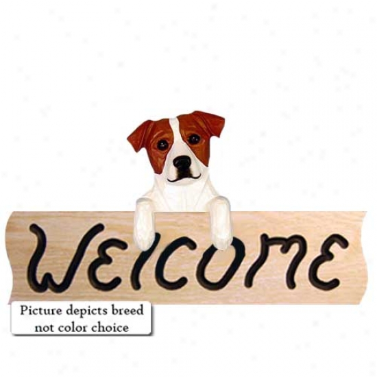 Parson Russell Terrier Tri Welcome Sign Oak