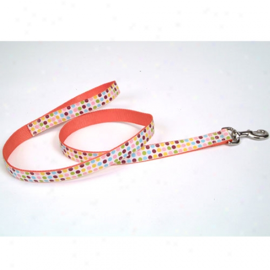 Pet Attre Polka Dot Ribbon Lead 1 Inch X 6 Foot