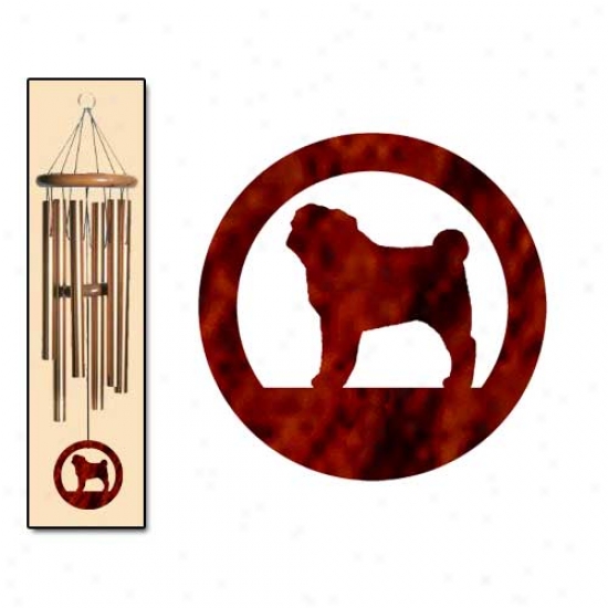 Pug Wind Chimes Small Bronze