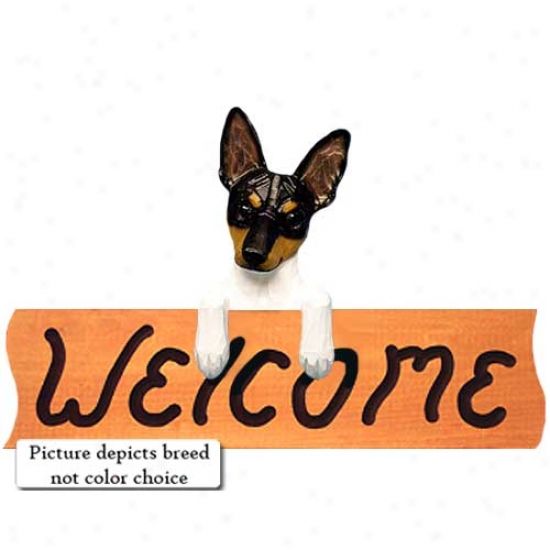 Rat Terrier Red Welcome Sign Maple