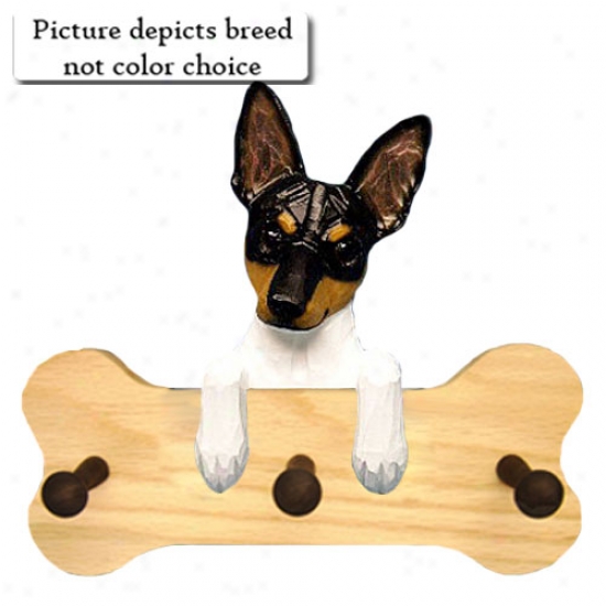 Red And White Rat Terrier Bone Hang Up Natural Oak