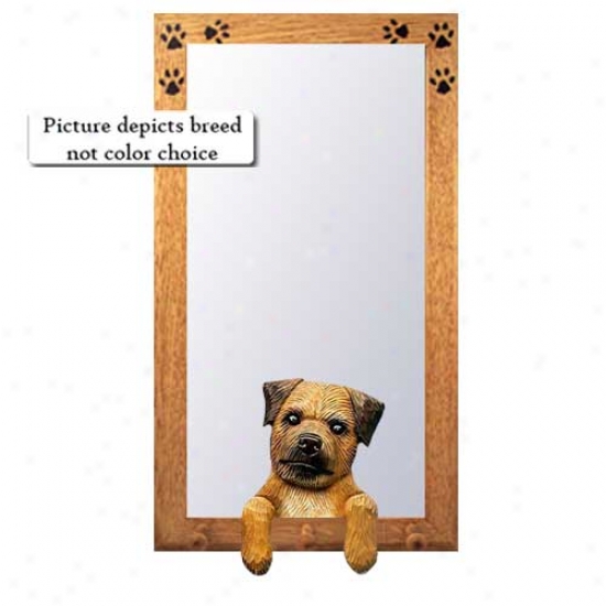 Red Border Terrier Hall Mirror With Oak Delightful Frame