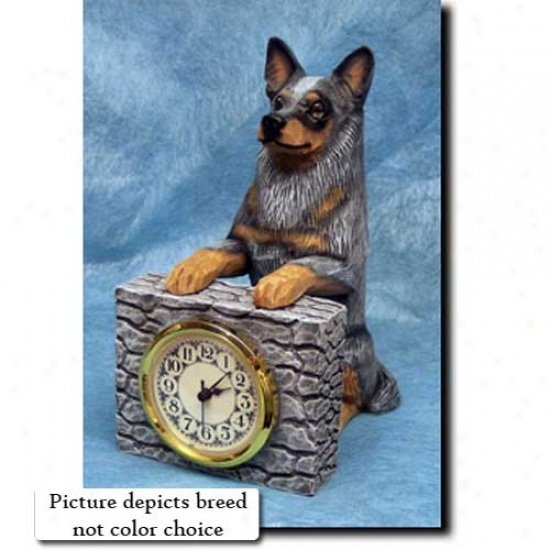 Red Merle Auztralian Cattle Dog Mantle Clock