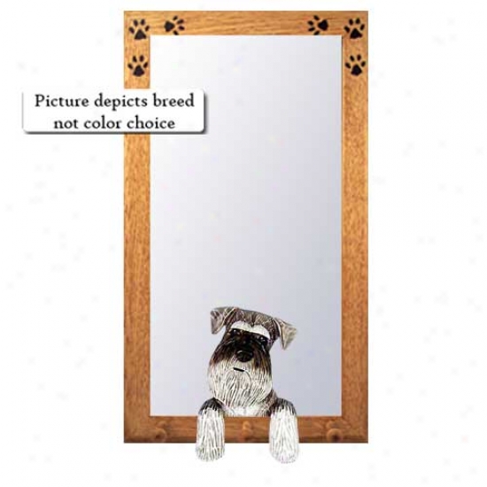 Salt And Pepper Schnauzer Hall Mirror With Basswood Walnu Frame Natural