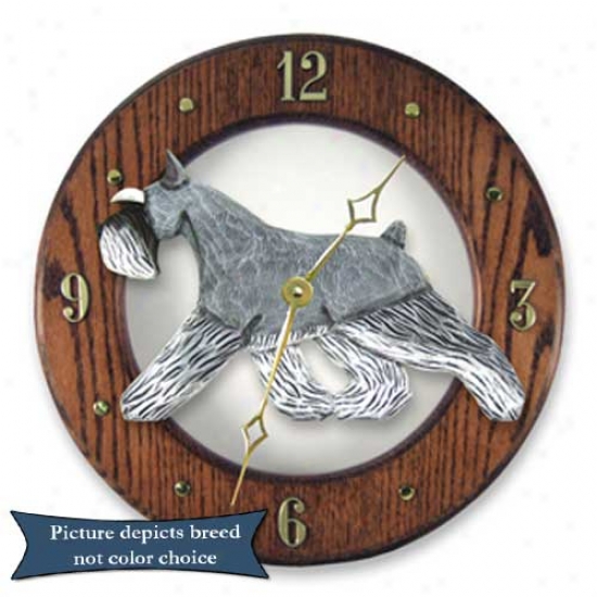 Salt And Pepper Schnauzer Wall Clock In Ligut Oak By Michael Park