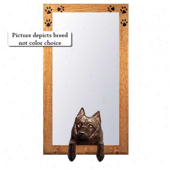 Schipperke Hall Mirror With Basswood Walnut Form
