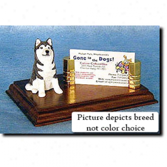 Siberian Husky (grey And White) Business Card Holder