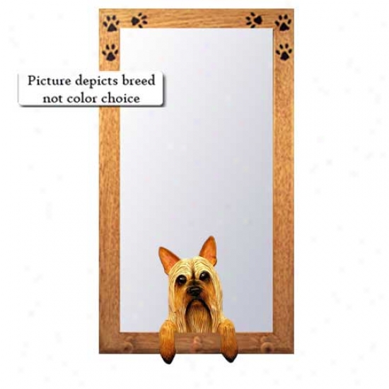 Silky Terrier Hall Mirrir With Basswood Walnut Frame
