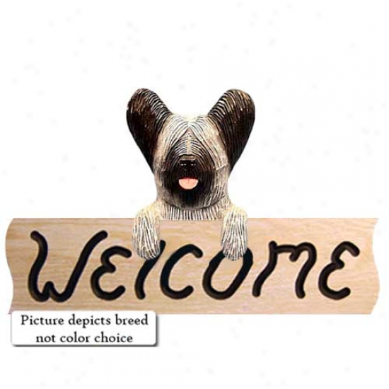 Skye Terrier Choice part Welcome Sign Oak