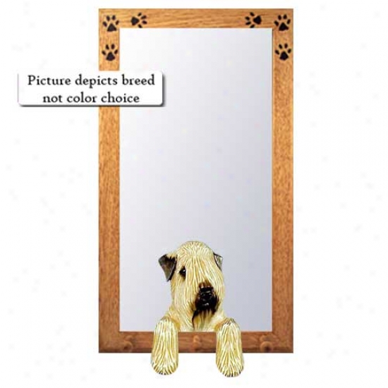 Soft Coated Wheaten Terrier Hall Mirror With Oak Golden Frame