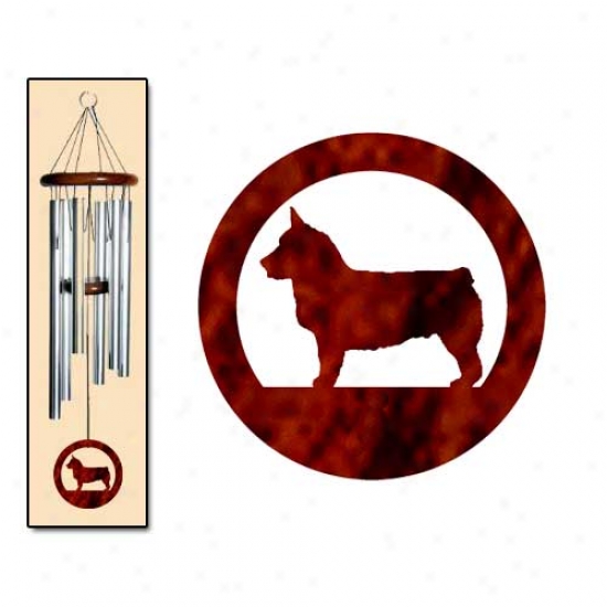 Swedish Vallhhund Wind Chimes Medium Silver