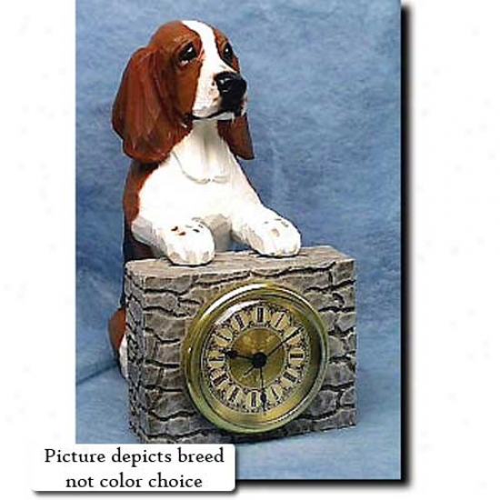 Tri Basset Hound Mantle Clock