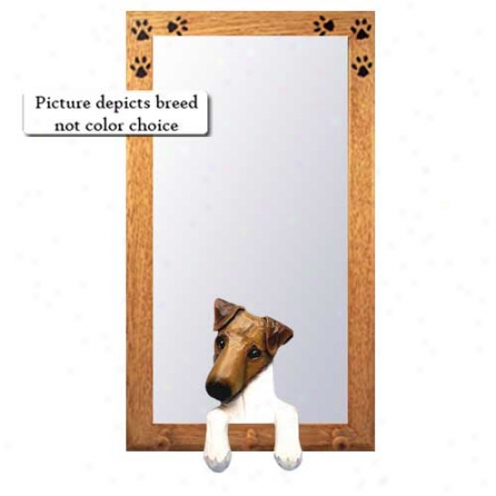 Tri Smooth Fox Terrier Hall Mirror With Basswood Walnut Frame