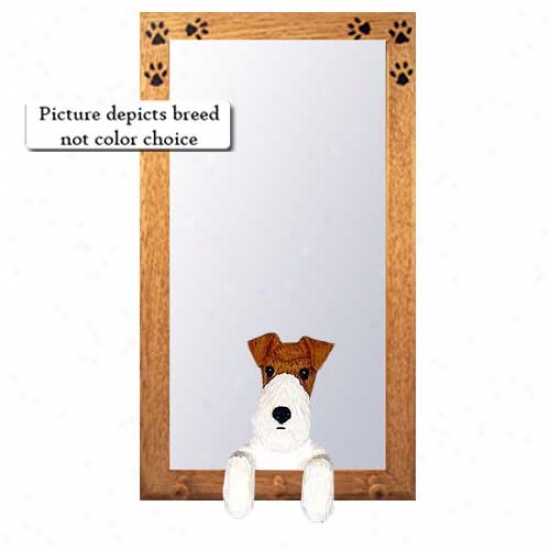 Tri Wire Fox Terrier Hall Mirror By the side of Basswood Pine Frame