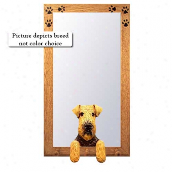Welsh Terrier Hall Mirror With Basswood Walnut Frame