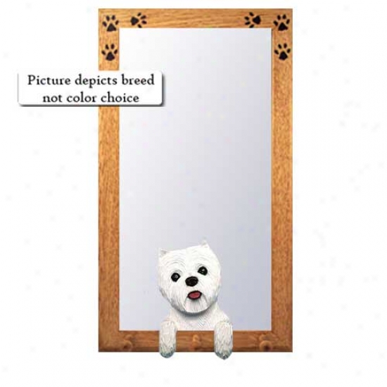 West Hughland White Terrier Hall Mirror With Oak Affectionate Frame