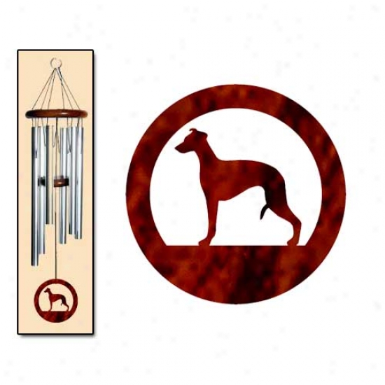 Whippet Wind Chimes Medium Silver
