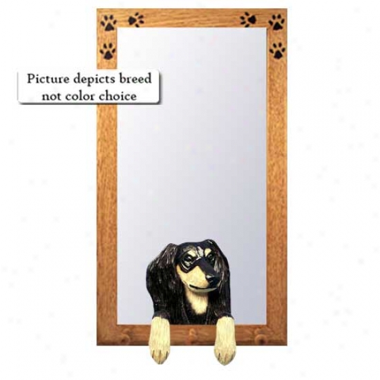 White Saluki Hall Mirror By the side of Oak Goleen Frame