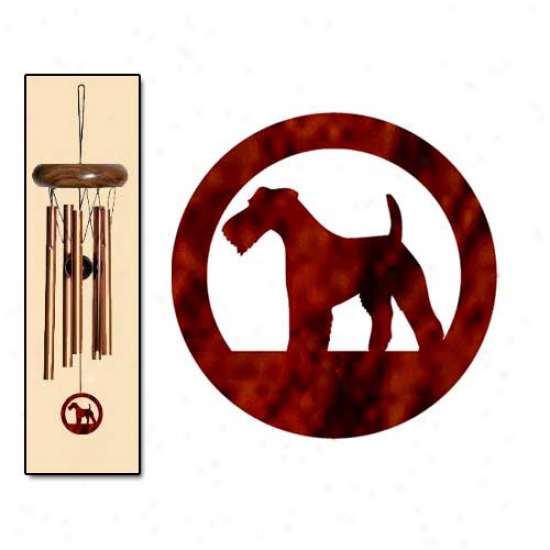 Wire Fox Terrier Wind Chimes X-small Bronze