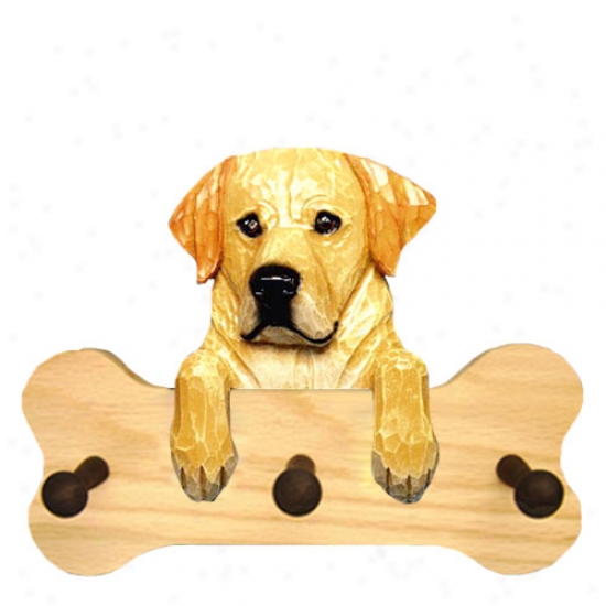 Yellow Adult Labrador Retrieevr Bone Hang Up Natural Oak